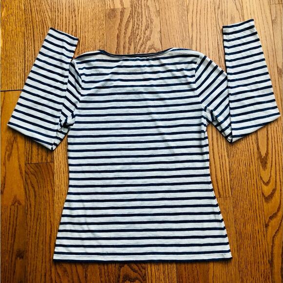 Max Studio London Striped Blue and White Long Sleeves Top Women’s Size M - Picture 9 of 11